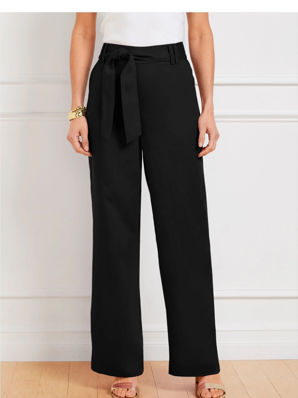 Talbots Black Elastic Waist Pull-On wide pants NWT